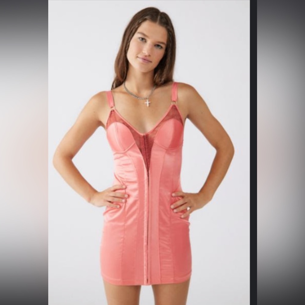 Urban Outfitters coral silk dress